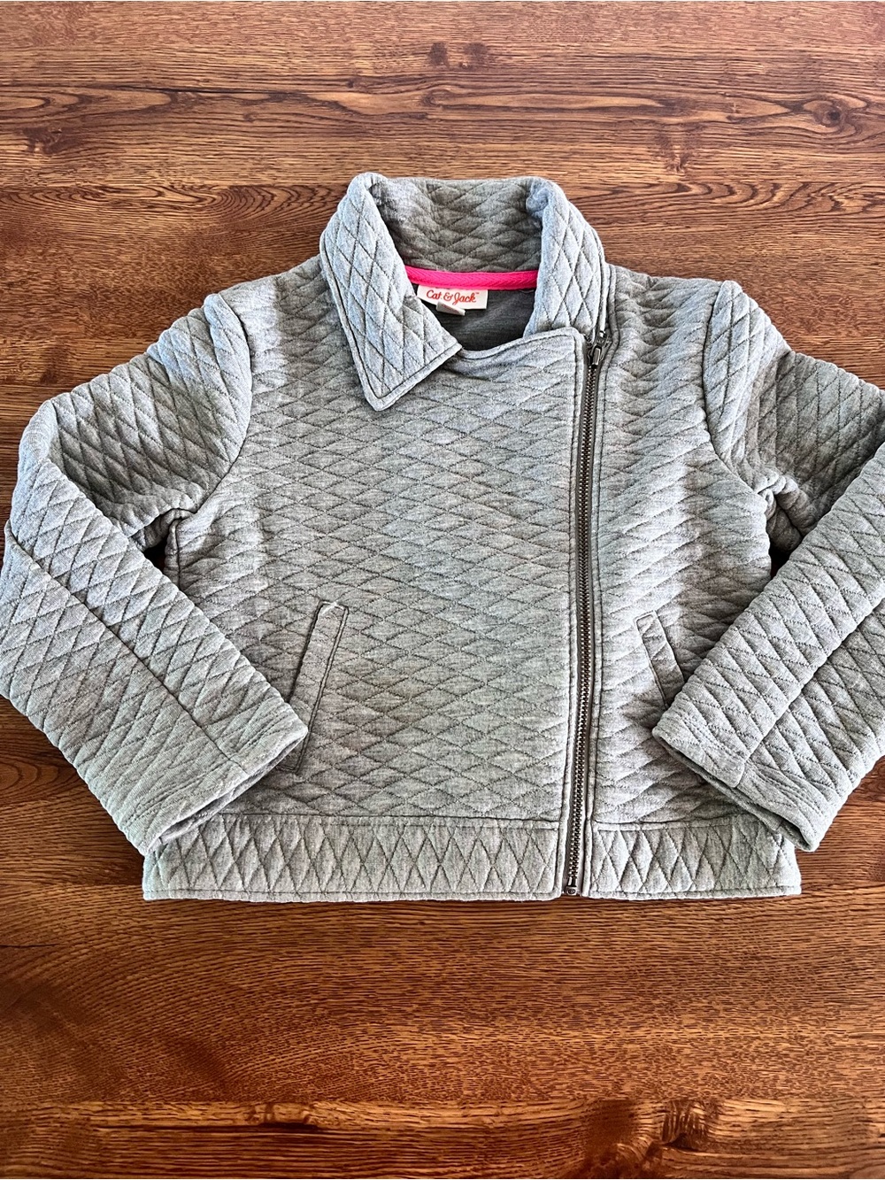 Toddler Girls Cat & Jack Gray Quilted Moto Jacket Size 5T